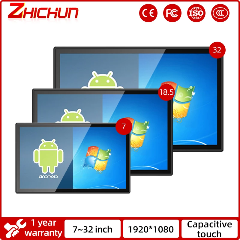 

ZHICHUN Touch Screen Fanless Industrial computer I7 I5 I3 front IP65 waterproof dustproof Open Frame industrial all in one PC