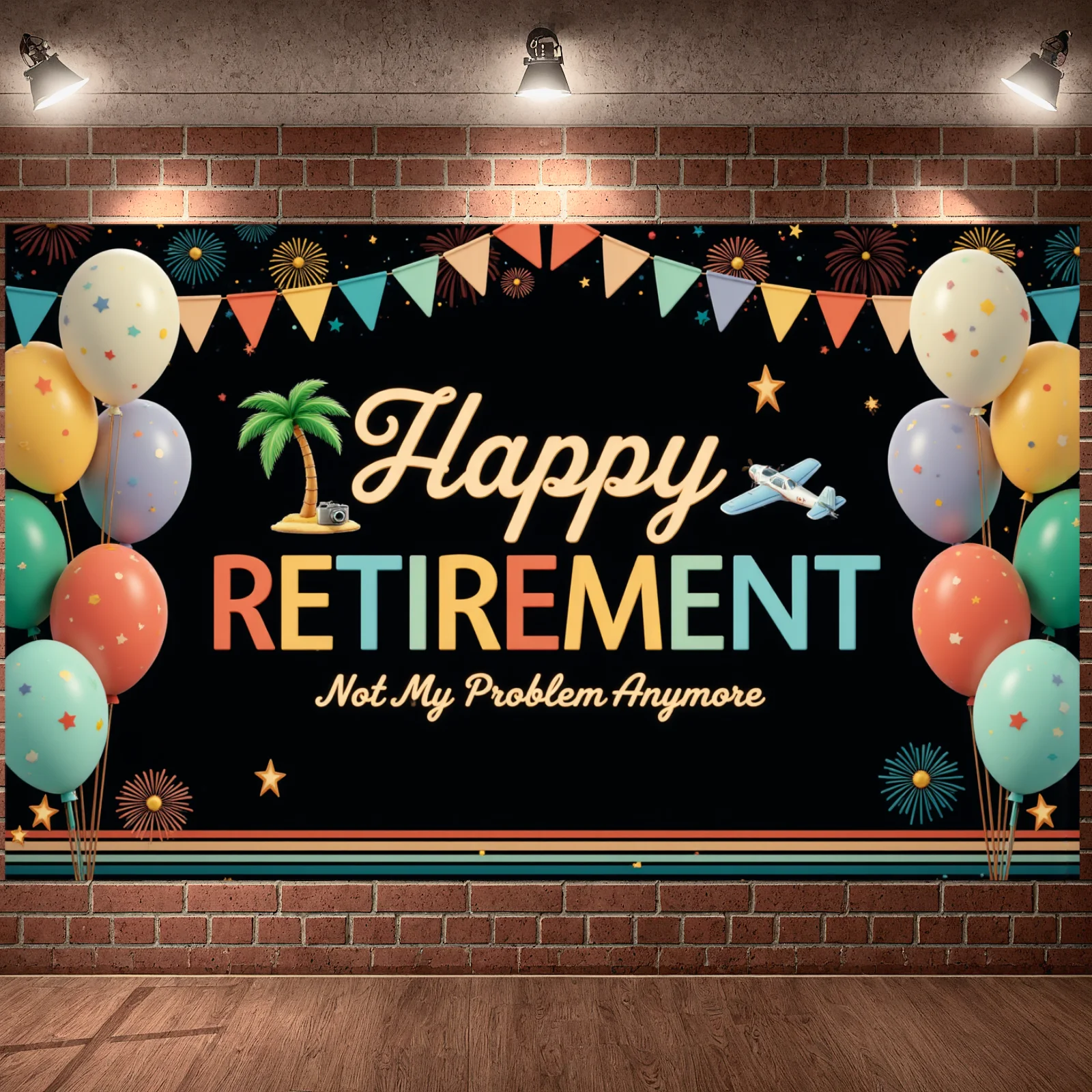 

Многоцветный текстовый дисплей для отображения информации о выходе на пенсию, фон для празднования выхода на пенсию, красочный воздушный шар для встречи с друзьями