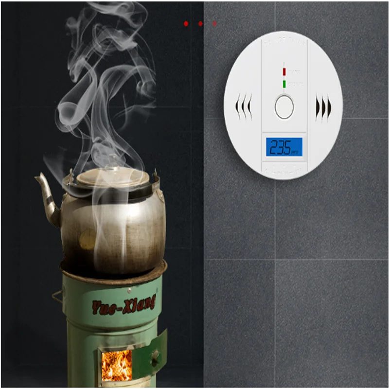 CO carbon monoxide detection alarm for household blue screen LED honeycomb coal anthracite gas alarm