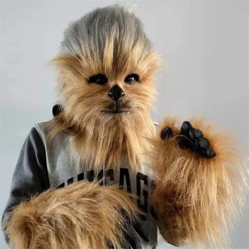 ♥2026 New Halloween Costume Cosplay Party Prop Film Chewbacca Head Masks A P E Man Mask Gloes ★★★ view 3