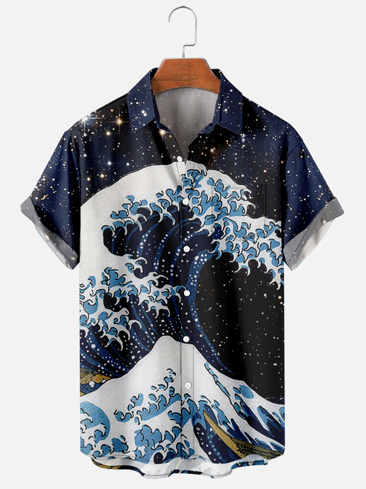 Tendência dos homens casual harajuku estilo retro japonês primavera/verão camisa manga curta design de bolso no