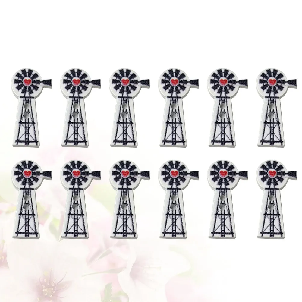 

100Pcs Wooden Cartoon Windmill Buttons Eco Material Two Holes Sewing Buttons DIY Craft for Costume Clothes Jacket Shirt Knit