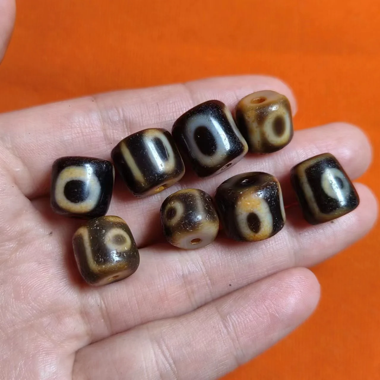 10pcs/lot natural old agate dzi broken beads Residual beads calcify Rare patterns round eye brown Accessories ring  jewelry diy