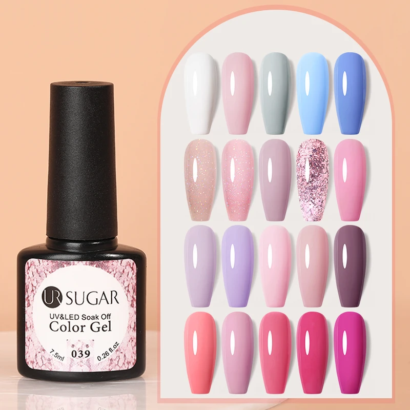 UR SUGAR 7.5ml Rose Glitter Solid Color Gel Nail Polish Jelly Nude Pink Semi Permanent DIY Nail Art UV LED Soak Off Gel image 3