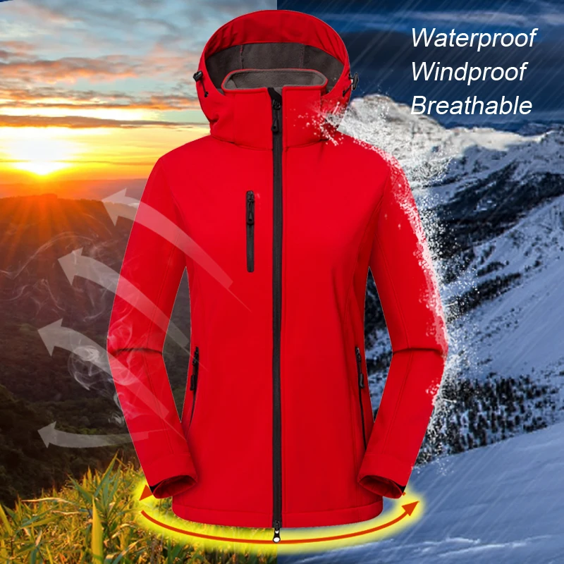 Imagem -03 - Outono Inverno Feminino Jaqueta de Acampamento Calças Trekking Térmica à Prova Impermeável Água Velo Softshell Caminhadas Terno Esqui Esportes ao ar Livre Agasalho