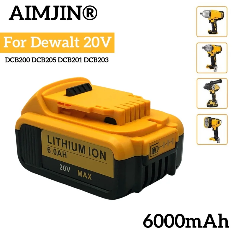 

NEW For Dewalt 18V 20V 6.0Ah MAX XR Batterie power tool Ersatz für DCB184 DCB181 DCB182 DCB200 20V 6A 18Volt Batterie