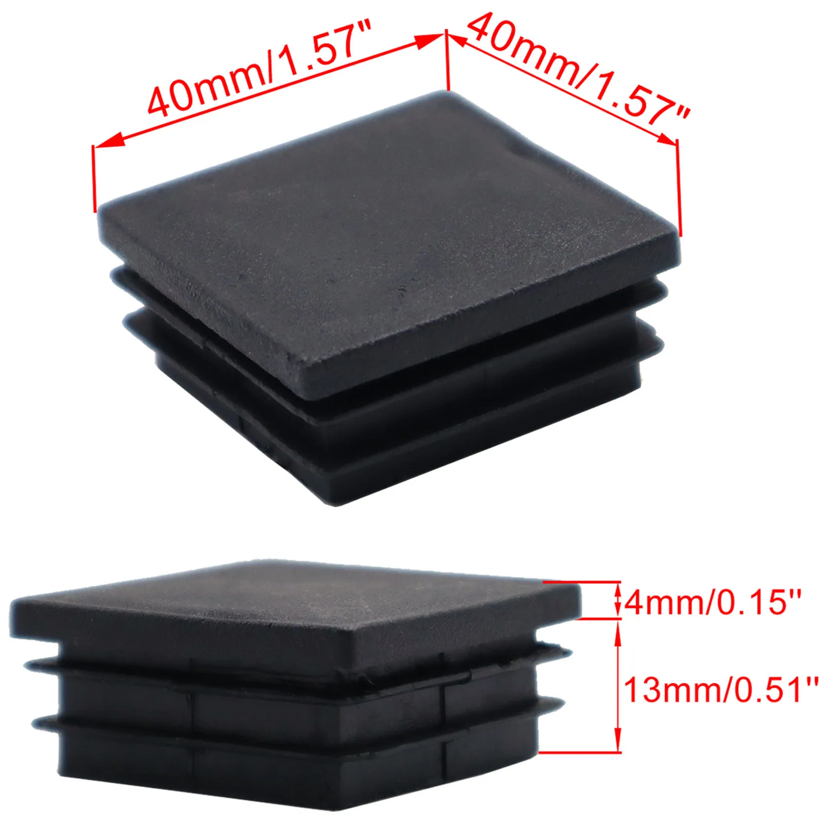 20Pcs 40mmX40mm Plastic Square Plugs Home Furniture Table Feet Covers Pipe Anti-Slip Chair Leg Caps Scratch Floor Protector Pads