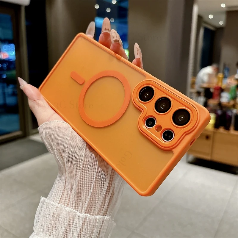 Cnady Color Matte Magsafing Phone Case For Samsung S26 Ultra Lens Film Protection Back Cover For Galaxy S25 Edge S25FE S24 Ultra