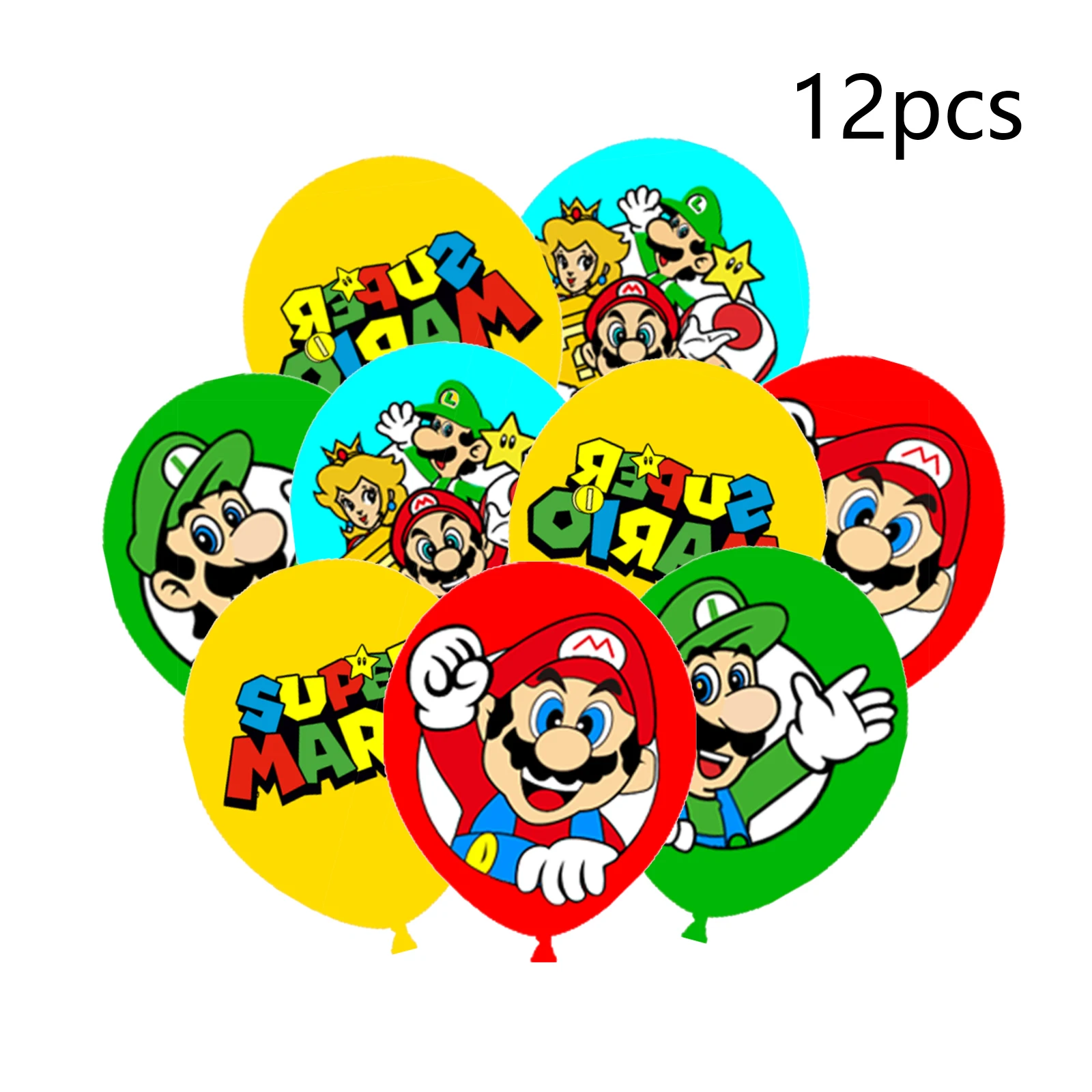 12 قطعة من بالونات اللاتكس لحفلات أعياد الميلاد من سوبر ماريو بروس مقاس 12 بوصة، بالونات ماريو لحفلات أعياد الميلاد، بالونات ماريو #1