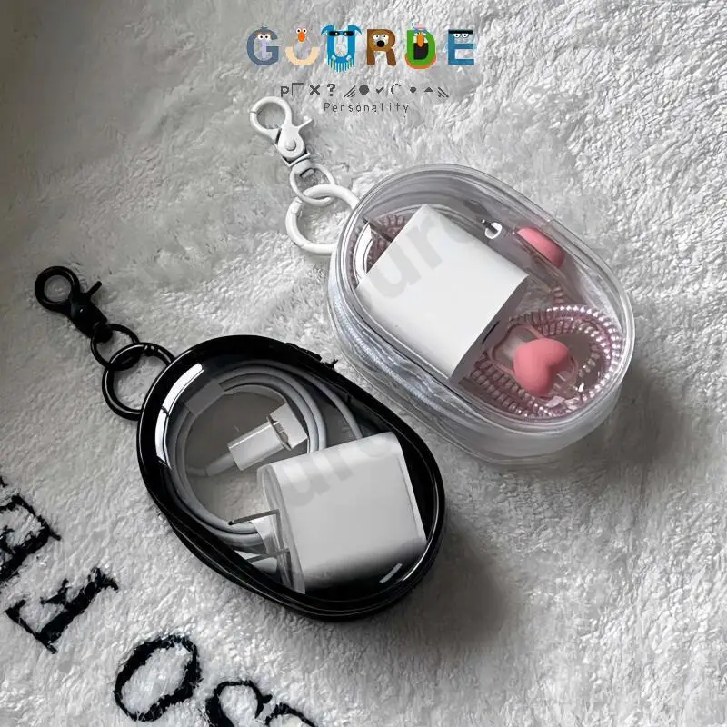 Gourde صندوق تخزين بسيط وشفاف متعدد الوظائف للسفر في الهواء الطلق حقيبة تخزين كابل USB تخزين دائري