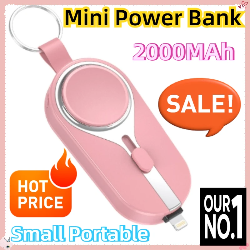 

For IWatch Small Portable Mini Power Bank Power Keychain Powerbank for Phone 2000MAh Emergency Charger