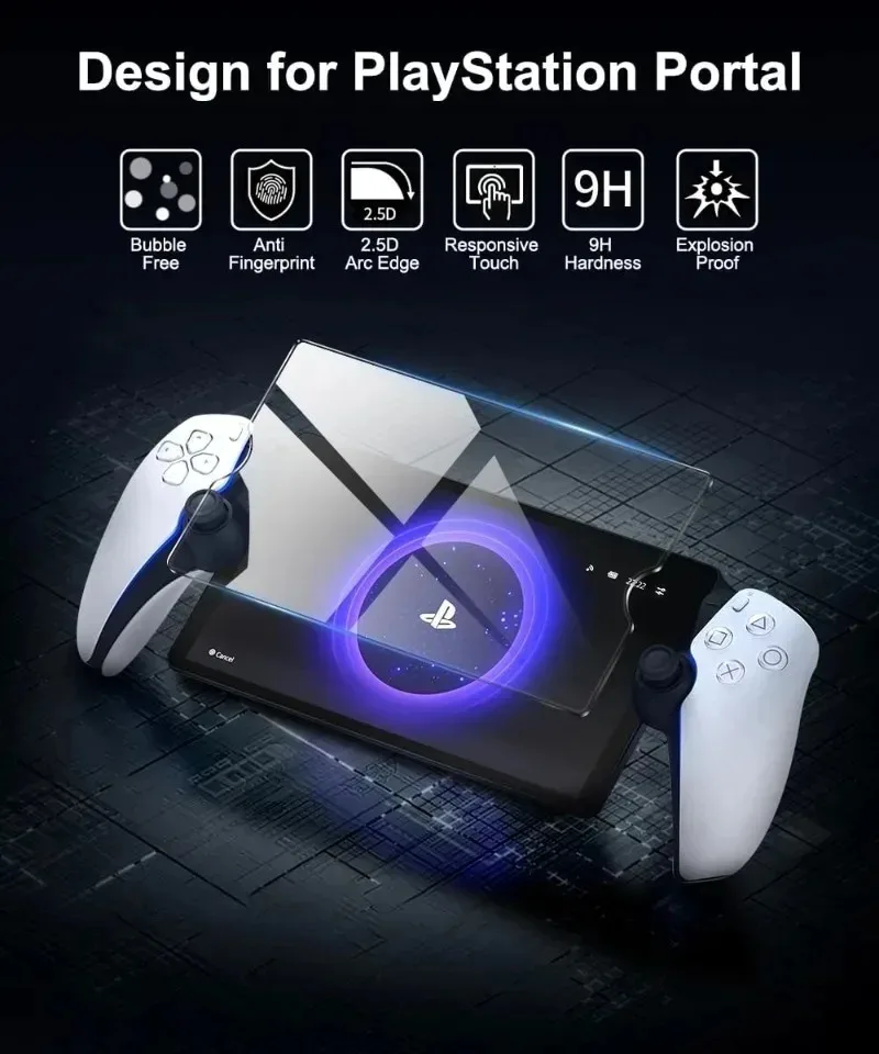 ฟิล์มป้องกันหน้าจอกระจกเทมเปอร์สำหรับพอร์ทัล Sony PlayStation โปร่งใสป้องกันรอยขีดข่วนสำหรับพอร์ทัล PS5 PlayStation