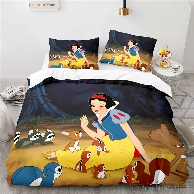 Beautiful Snow White Princess Love Child Duvet Cover Set HD Comforter Cover Bedclothes for Kids Bedding Sets Bedroom Decor