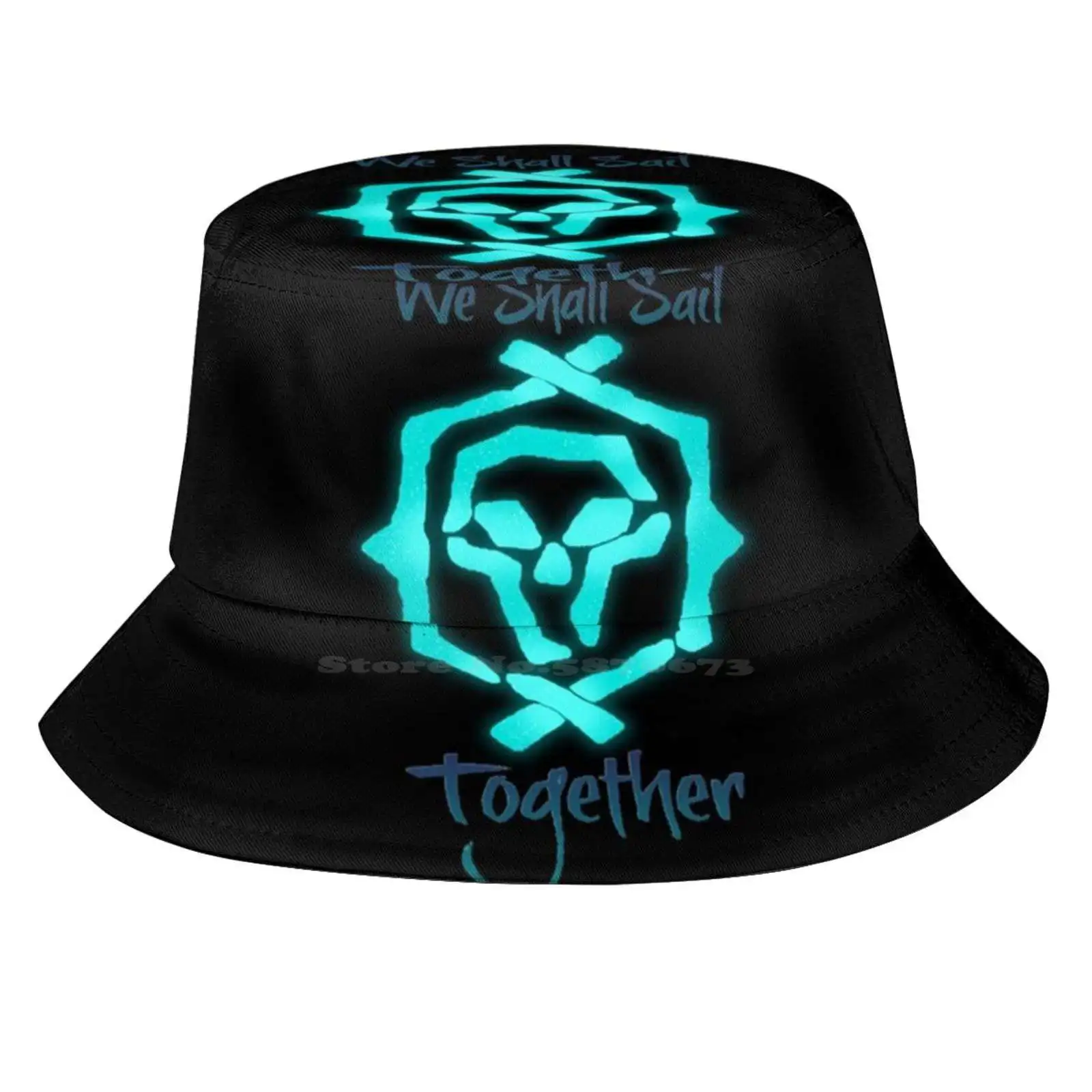 We Shall Sail Together Logo Sun Cap Fisherman Hat Bucket Hats Game Player Jolly Roger Logo Sail Together Ashen Key Ritual Skull