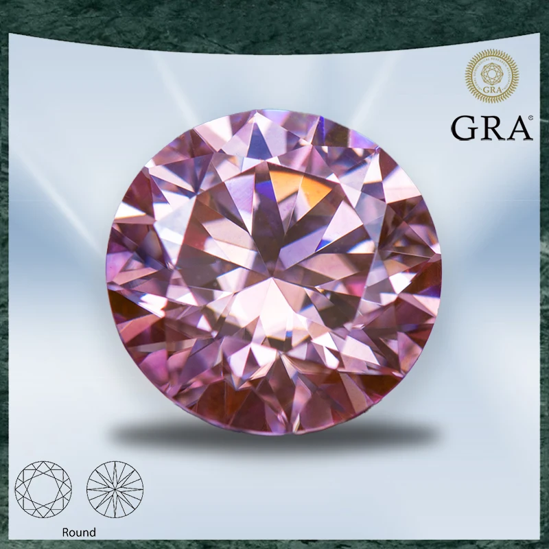 

Moissanite Stone Sakura Pink Colour Round Cut VVS1 with GRA Certificate for Gemstone Charms Beads Top Jewelry Making Materials