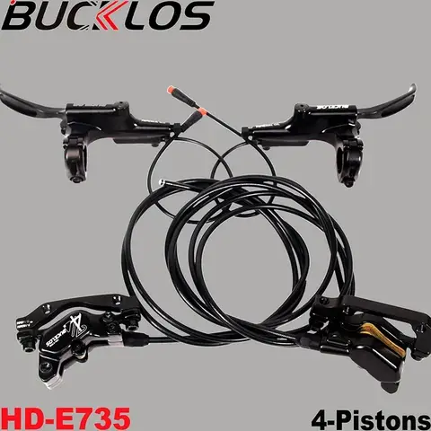 BUCKLOS E735 4 피스톤 전자 자전거 유압 브레이크 세트 전기 스쿠터 유압 디스크 브레이크 전면 후면 전원 차단 브레이크 사이클링 부품 BUCKLOS E735 4 피스톤 전자 자전거 유압 브레이크 세트 전기 스쿠터 유압 디스크 브레이크 전면 후면 전원 차단 브레이크 사이클링 부품