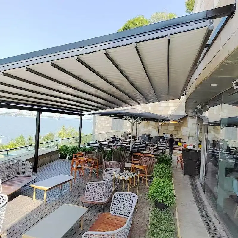outdoor Retractable Awnings Sunshade Wireless Remote Control Motorized Sun Protection Electric Folding Roof