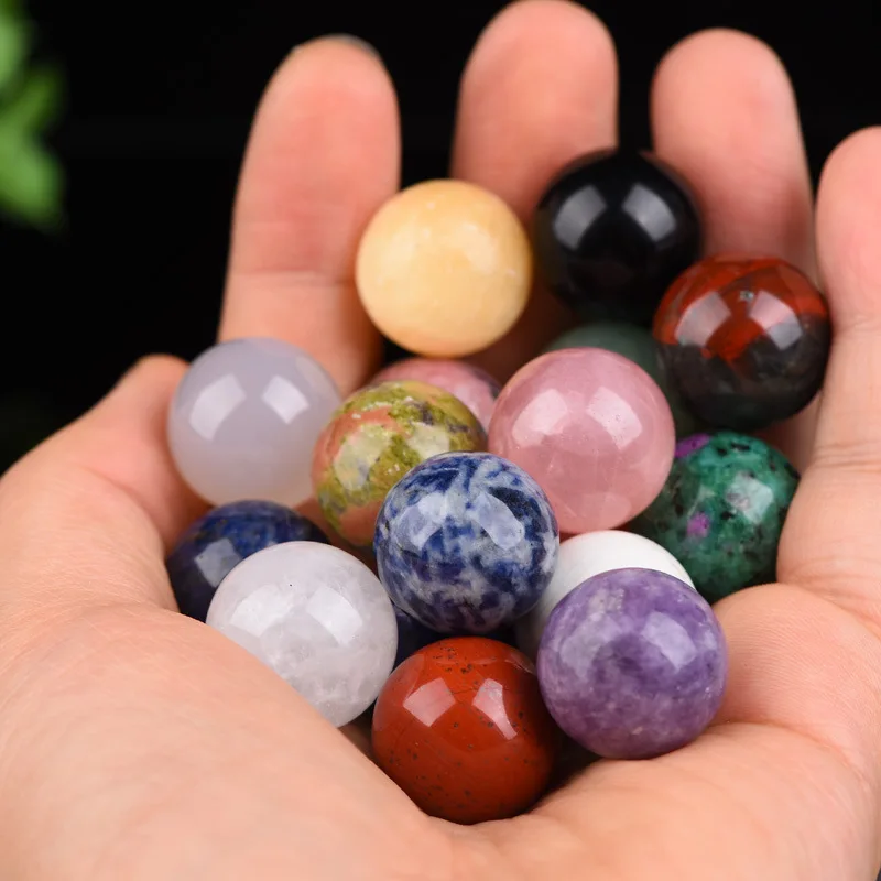 Natural Crystal Ball 2cm Ornament Crystal Agate Non Porous Beads Raw Stone Polishing Crystal Crafts Furniture Office Decorations