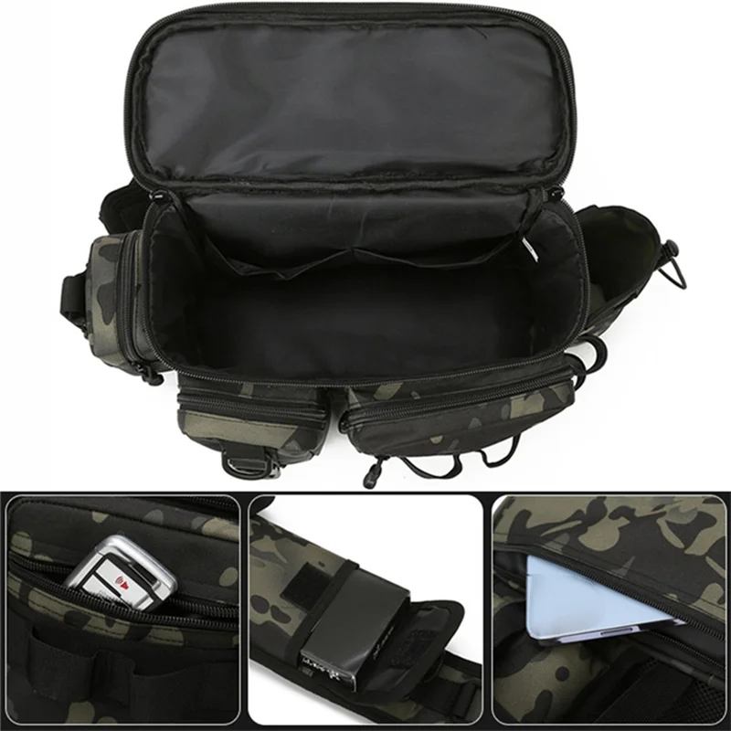 【SEE】Rucksack für Angelgeräte, Köderbox, Aufbewahrungstasche für Ausrüstung, Gürteltasche, Fliegenfischer-Rucksack mit Rutenhalter, Sling-Umhängetasche