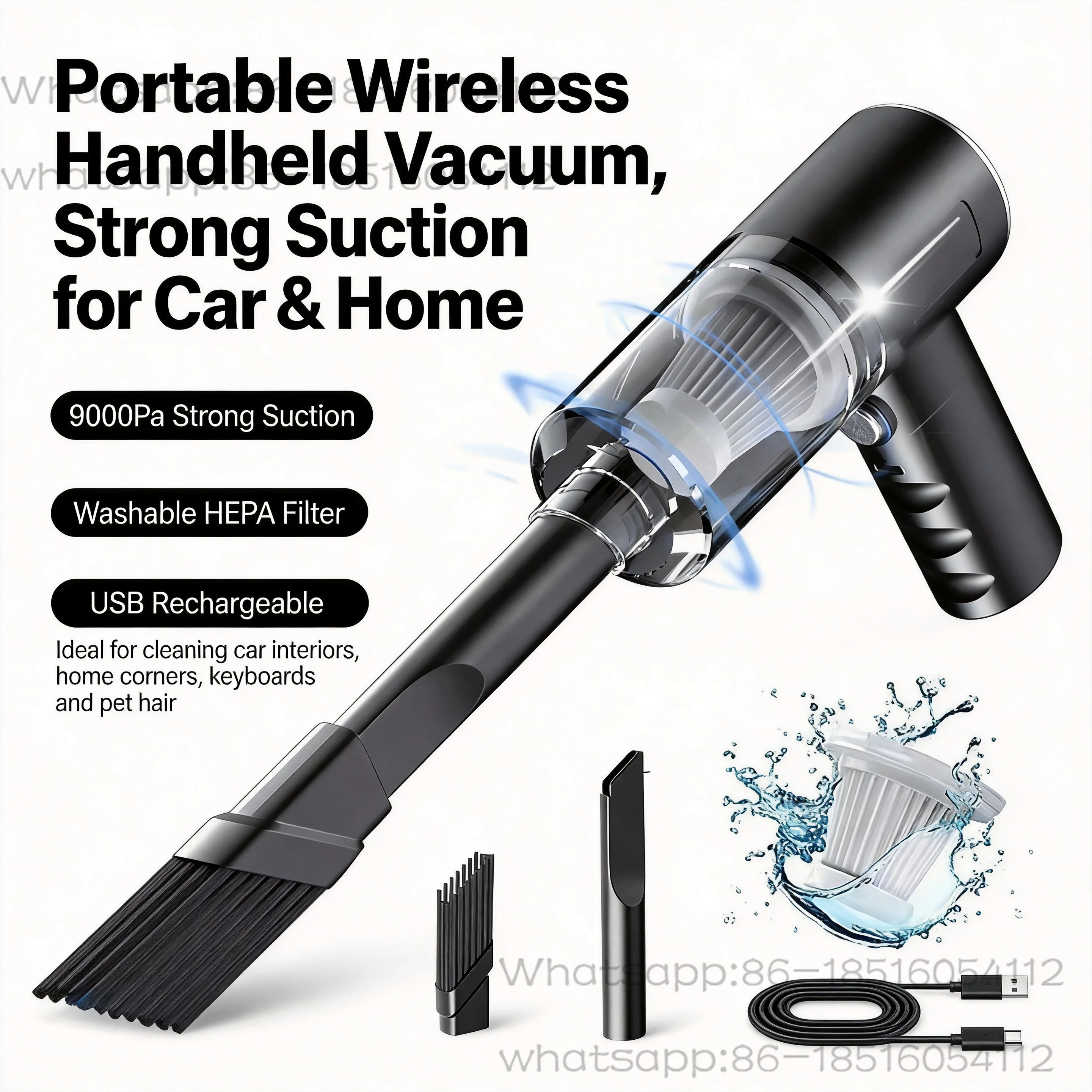 Wireless Vacuum Cleaner 120W High Power – Portable Handheld Dual Use for Home & Car, Powerful Suction Cordless Vac