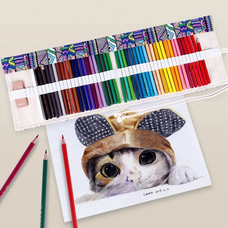 12/24/36/48/72 Hole Colorful Cloth Pencil Case Stationery Cosmetic Pencil Storage Bag Pencil School Supplies Fashion Pencils Bag