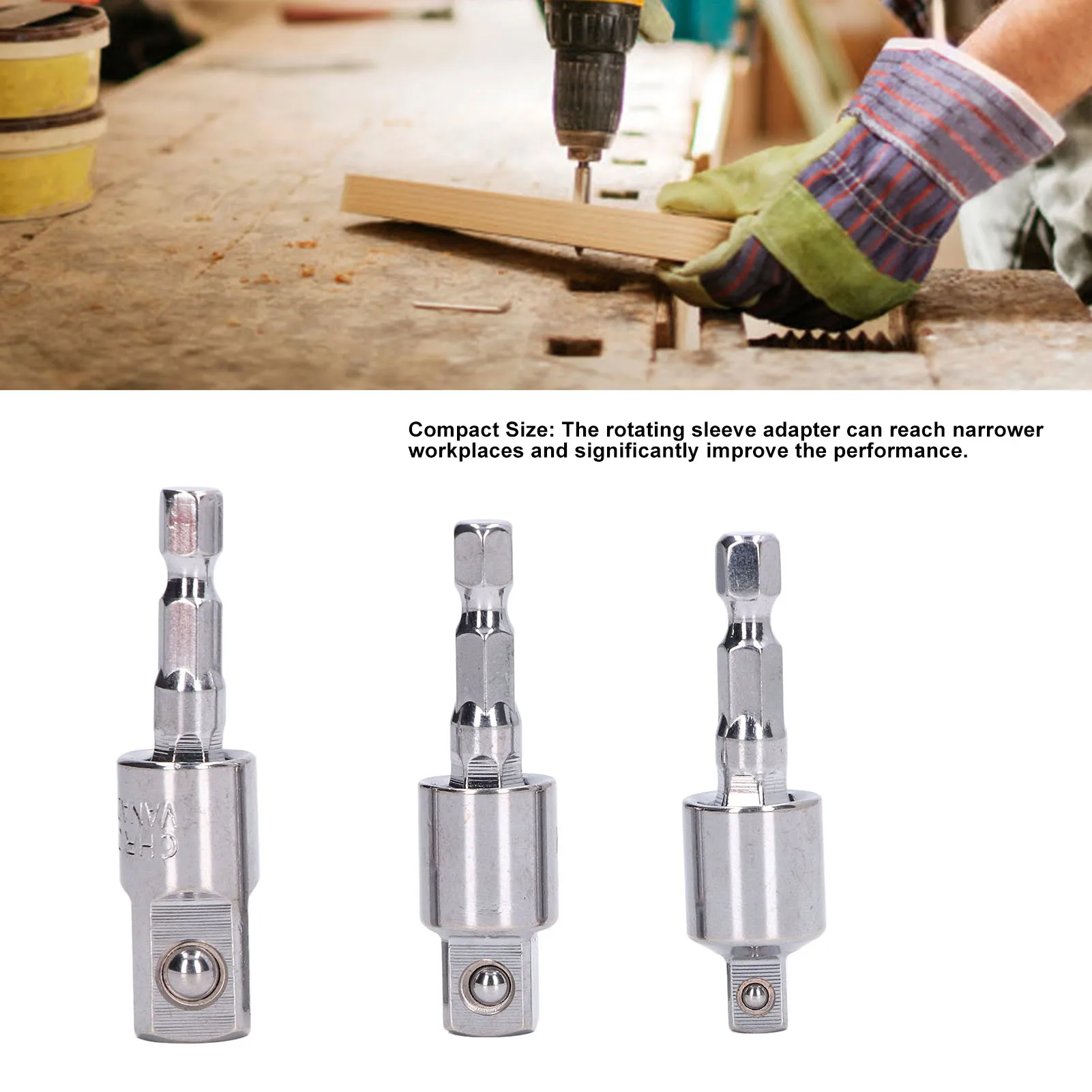 3Pcs 360° Rotatable Hex Shank Socket Adapter Electric Drill Extension Connecting Rod Wrench Socket Conversion Repair Tool