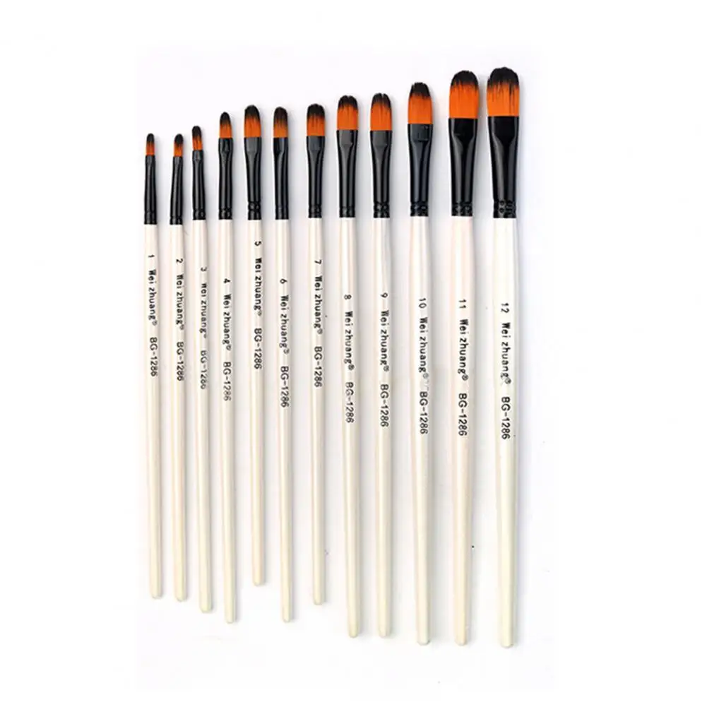 

Painter Brush Painting Brush Versatile Watercolor Brush Set for Student Artists 12pcs Soft Nylon Bristles 4 for Technical