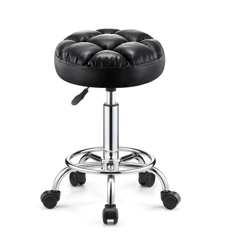 

Beauty Salon Barber Shop Chair Furniture Hairdressing Chair Rotary Lifting With Wheels Round Stool Manicure Soft Leather Chairs