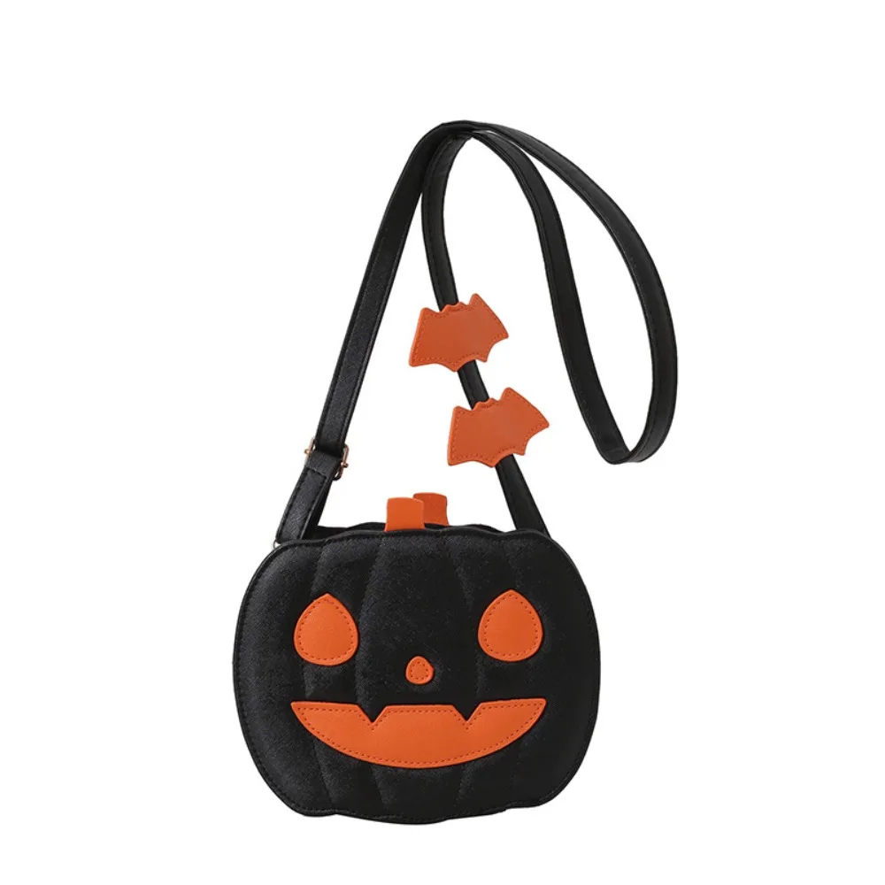 

Phone Bag PU Leather Halloween Pumpkin Bag Large Capacity Funny Pumpkin Shoulder Bag Bat Square Crossbody Bag Halloween