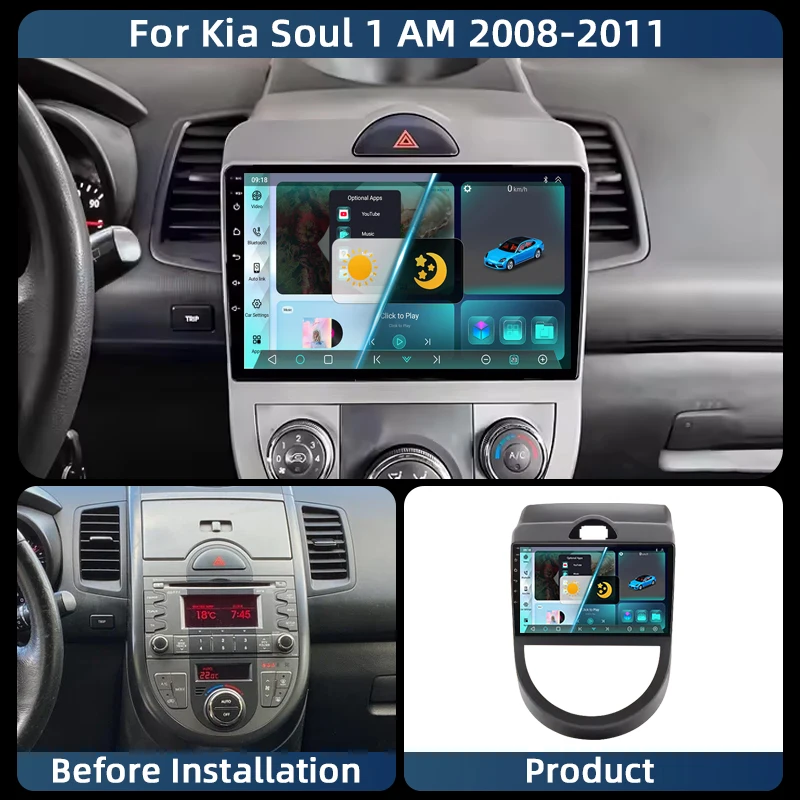 

Jundof Android 13 Car Radio For Kia Soul 2008 - 2011 Stereo GPS Navi Carplay Android Auto Multimedia Video Player 2din DVD