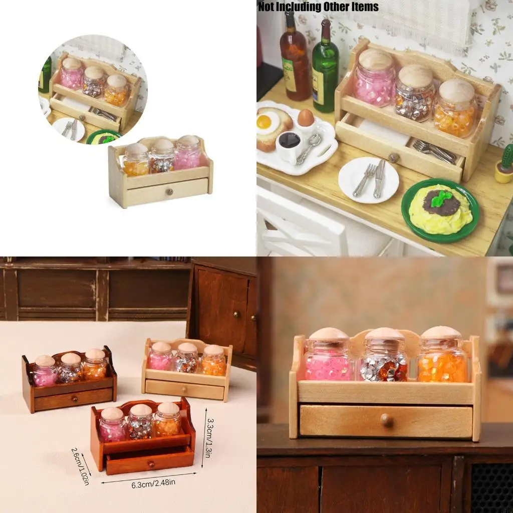 97BC 手作り木製ミニ棚 1/12 スケールドールハウス家具キッチン収納ディスプレイヴィンテージクラフトコレクション