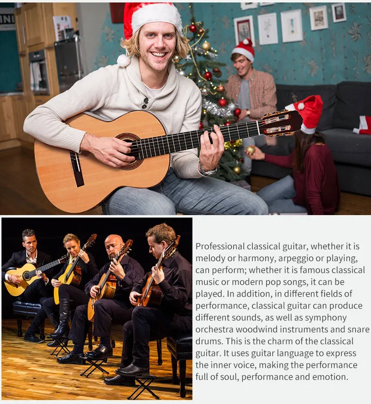 Hochwertige Klassische Gitarre mit Bogenförmiger Rückenversteifung, Rosenholz-Korpus, Professionell Handgefertigte Akustikgitarre zum Spielen – Detail 14