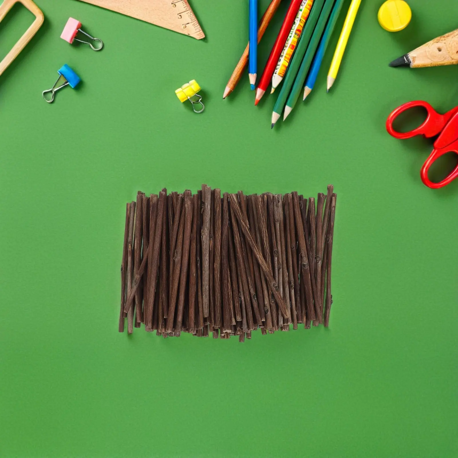 120Pcs Hand-Made Wood Sticks Natural Mini Wooden Craft Sticks 10Cm Length 0.5-0.8cm Diameter DIY Art Projects Photo Props Wooden