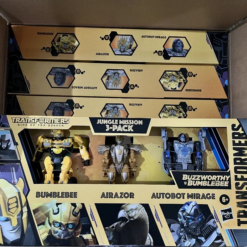 In Stock Hasbro Transformers 7 Rise of the Beasts Jungle Mission Bumblebee Airazor Mirage 3pk Action Figure Model Toy Gift