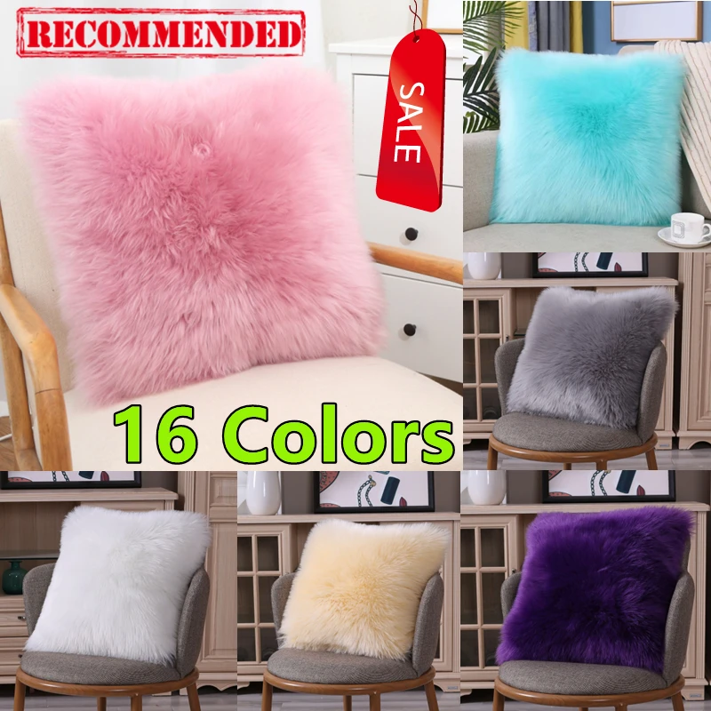 

16 Colors Nordic Faux Fur Cushion Cover Artificial Wool Throw Pillowcase Cushion Case Home Soft Living Room Bedroom Car Decor