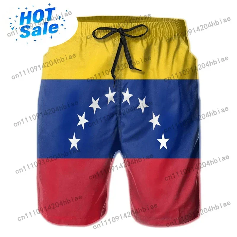 Shorts décontractés pour hommes, imprimés 3D du drapeau du Venezuela, pour la plage, l'été, le surf, séchage rapide.