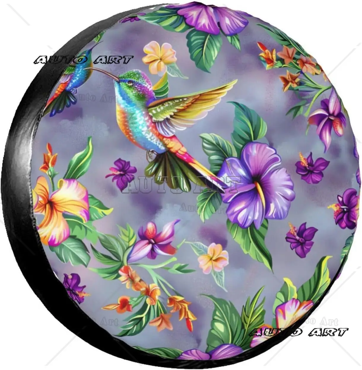 

Tropical Hummingbirds Grey Spare Tire Cover for Trailer Fashion Cute Wheel Protectors Cover for Camper Truck Camping Outdoor