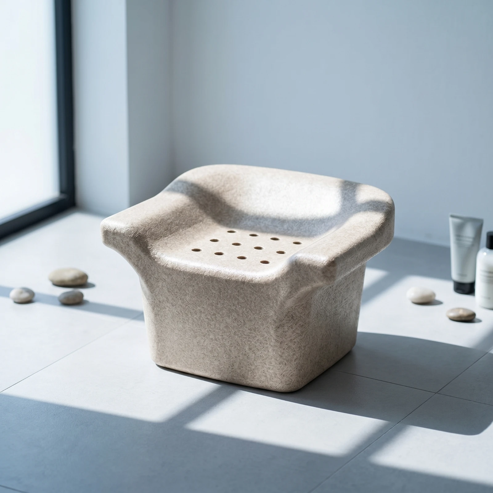 Shower Stool with Drainage Holes Long-Lasting Foam Shower Stool Bath Seat Portable Furniture Comfortable for Seniors, Bathtub