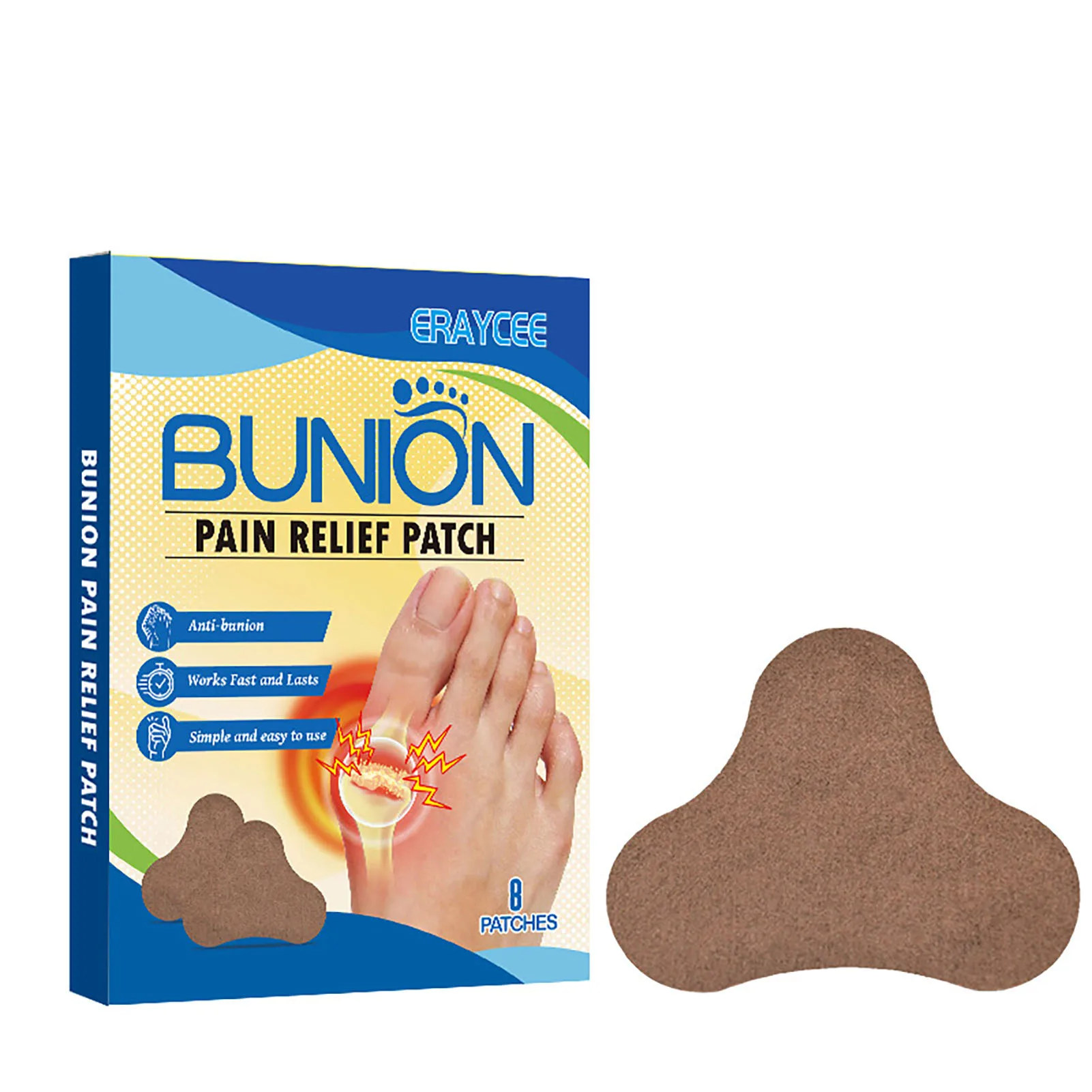 8pcs Anti Bunion Patches Bunion Corrector Toe Separator Orthopedic Straightener Foot Bunion Pain Swelling Relief Patch Foot Care