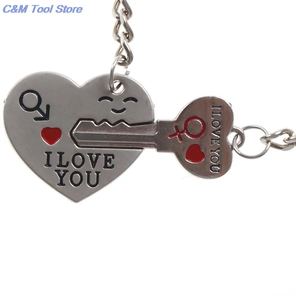 Heart 3.2cm ,Key 3.3cm Couple Women Bag Auto Wedding Female Gift Keychain Trinket Love Heart Key Chains Lock Keyring