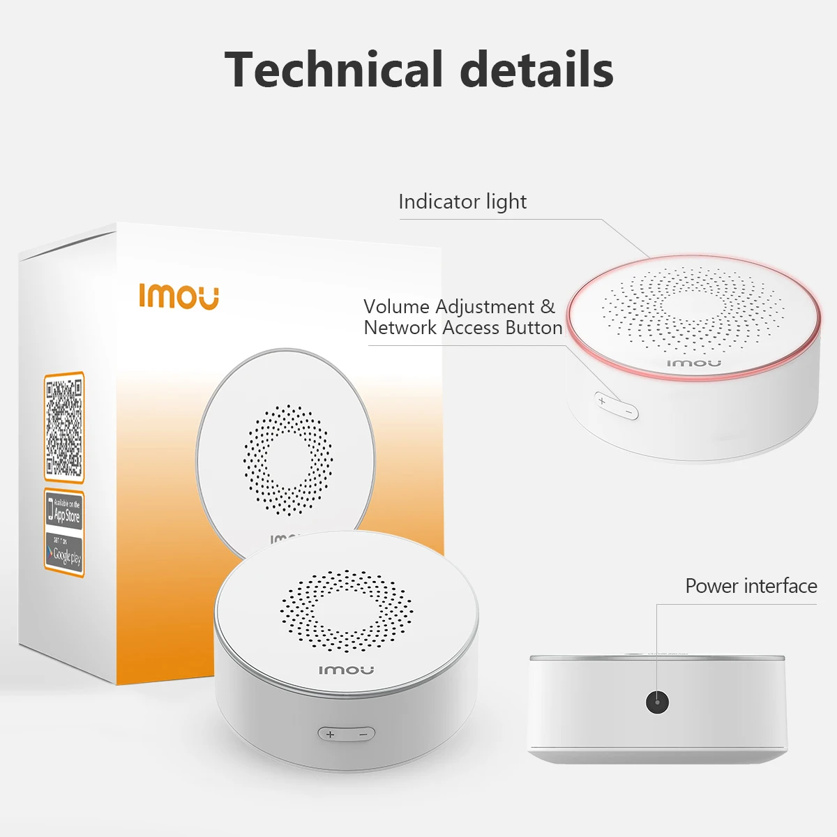 IMOU WiFi sirène d'alarme vie intelligente 85dB haut-parleur ZigBee 3.0 avec sirène Flash stroboscopique longue Endurance pour système de sécurité domestique