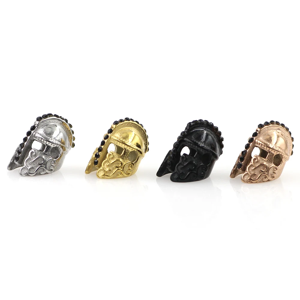 4pcs Stainless Steel Bead Spartan Helmet Metal Spacer Charms Beads DIY Beaded Bracelet Necklace For Jewelry Making