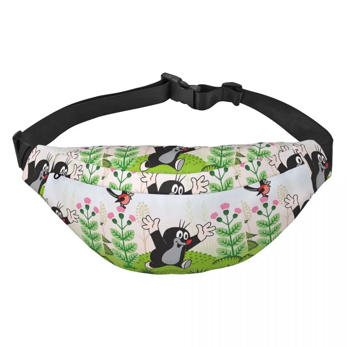 Feliz Mole Cartoon Fanny Pack, Cool Krtek Little Maulwurf Sling, bolsa de cintura crossbody para viajar, bolsa de dinheiro para mulheres e homens