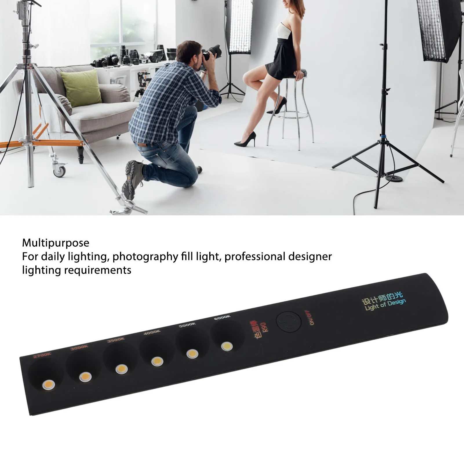 Lámpara de temperatura de Color con 6 modos, recargable, 2700K-6000K, varita de luz para fotografía, medidor de luz, herramientas de luz con Sensor de movimiento