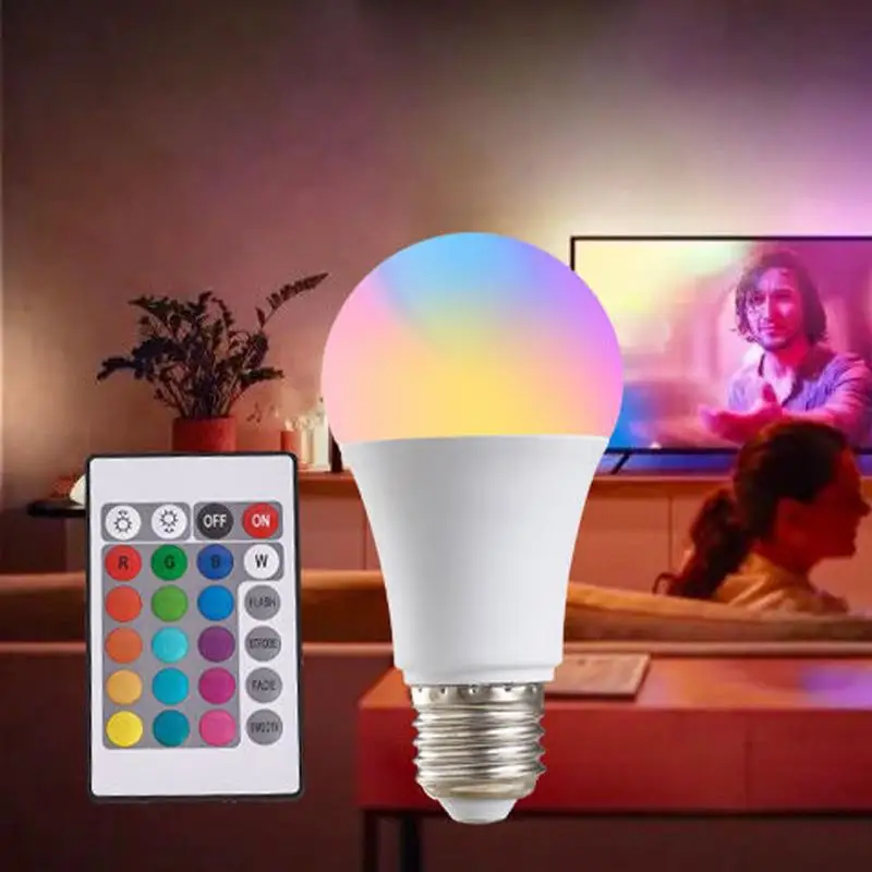 Ampoules LED RGB à base de vis, 5W, avec télécommande, pour bar