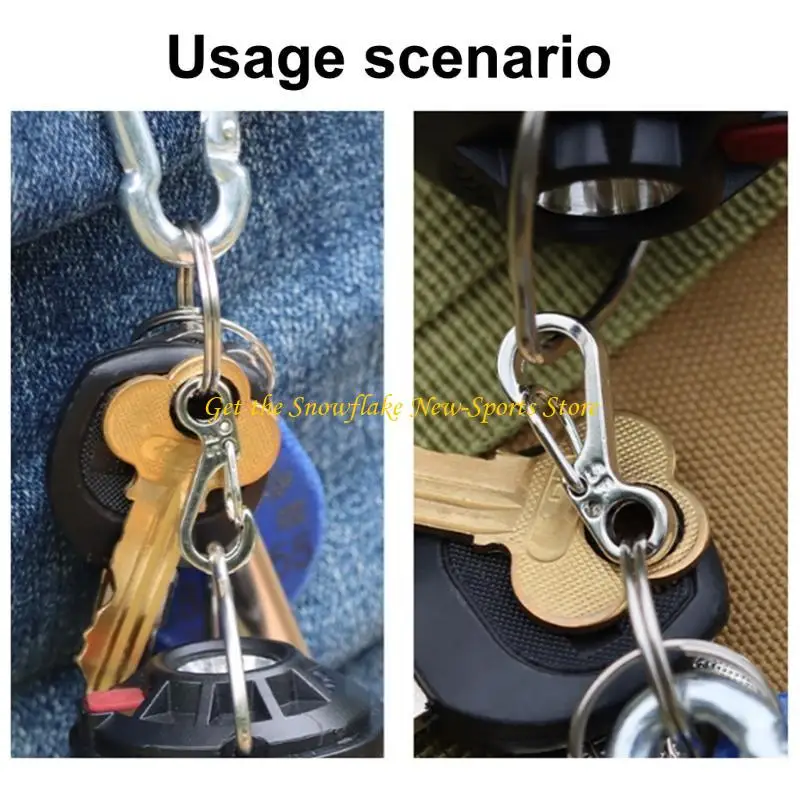 E56D 10Pcs Paracord Carabiner Clip Aluminum Alloys Keychain Carabiner Clasp Small Carabiner Clip Spring Keyring Hook