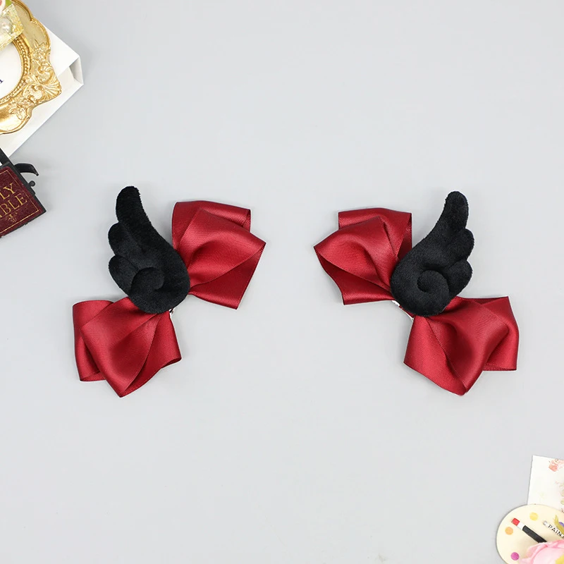 Gothic Lolita Haarschmuck Engelsflügel Spitze Kopfschmuck Schwarz Weiß Lolita Flügel Haarband Cosplay Halloween Party Requisiten Kopfschmuck – Detail 19