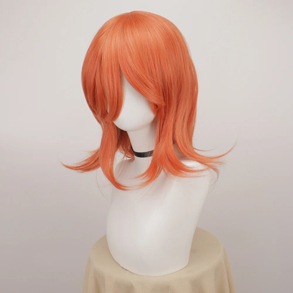 QQXCAIW Anime Cosplay Anngel Deevil Wig Christmas Dark Orange Synthetic Wigs Cosplay Heat Resistant Hair