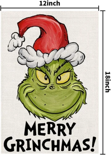عيد ميلاد سعيد Grinchmas حديقة العلم الخيش 12X18 مزدوجة الجوانب، الشتاء عيد الميلاد الديكور #6