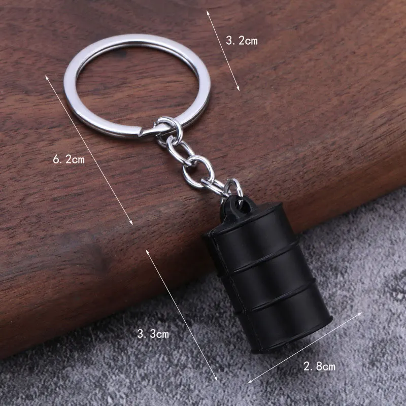 Creative New Design Big Oil Drum Model Keychain Fashion Accessories Car Keyring Key Chain Ring Keyfob Schoolbag Key Holder Gifts